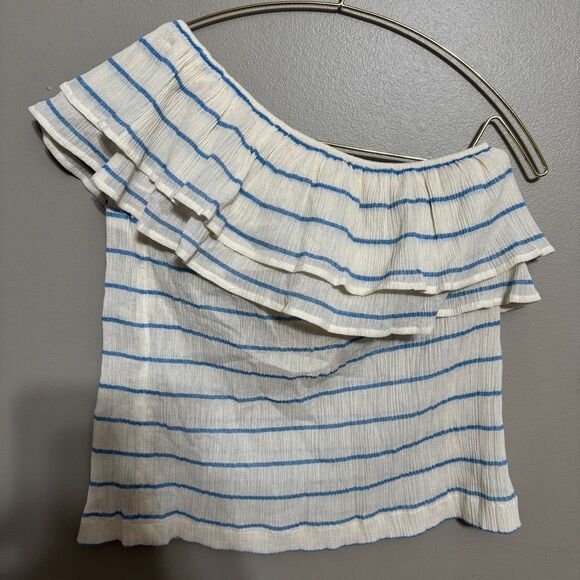 Sézane NWT Adeline striped cotton one shoulder top size 4 - Picture 3 of 7